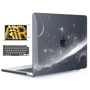 Imagem de YSCLBAHUK Capa compatível com MacBook Air de 15 polegadas 2025 2024 2023 versão M4 A3241 M3 A3114 M2 A2941 tela retina líquida, capa rígida com capa de teclado + película de tela + filme trackpad, céu