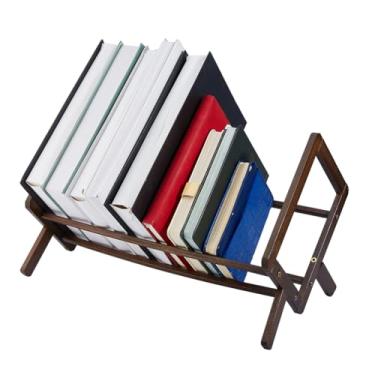 Imagem de DICOSMETIC 1 conjunto de estante de mesa de bambu, pequeno suporte de mesa, retrô, organizador de livros de café, mini estante, suporte de armazenamento de revistas para arquivos, cartas, CDs