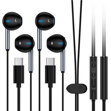 Imagem de Fones de ouvido USB C com fio para iPhone 16e/16 Pro Max/16 Pro/16 Plus/16/15, Android Type C Hi-Fi, fones de ouvido estéreo com microfone e controle de volume para Samsung Galaxy S25 Edge/S24 FE