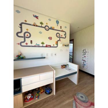 Imagem de Adesivo de Parede Infantil Carrinhos Coloridos com pista de carros, pa