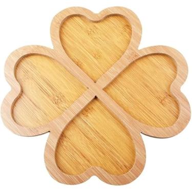 Imagem de Bandeja Petisqueira Coração 28cm Bambu com 4 Divisórias para Servir e Decorar