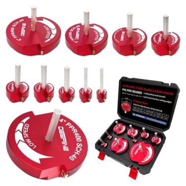 Imagem de DEEFIINE 9 peças de alargador de tubo de PVC de lâmina dupla, 1/5.1 cm, 3/10.2 cm, 2.5 cm, 1-1/10.2 cm, 1-1/5.1 cm, 5.1 cm, 2-1/5.1 cm, 7.6 cm, 10.2 cm cabeça de alumínio, protetor de encaixe