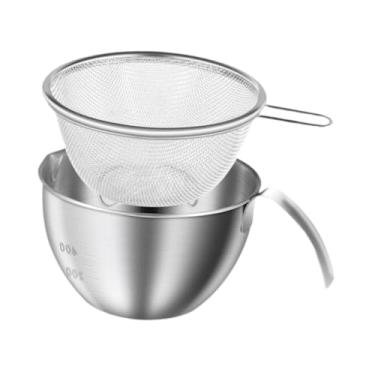 Imagem de Fenteer Coador para macarrão, espaguete, arroz, lavador, escorredor, cesto com bacia, escorredor microporoso de aço inoxidável com tigela para misturar