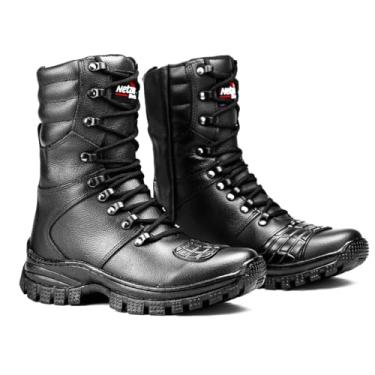 Imagem de Bota Coturno Militar Tático Couro Cano Alto Masculino (Preto, 41, BR, Adulto, Numérico, M, 41)