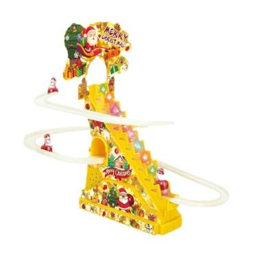 Imagem de KiBcsLic Pista de escalada do Papai Noel, escada de escalada, brinquedo engraçado de Natal para festas, conjunto de brinquedos, pista de escorregador para, 3 Figuras Elétricas