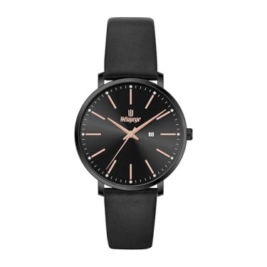 Imagem de Relógio feminino moderno à prova d'água com movimento de quartzo japonês, Calendário, preto, ouro rosa