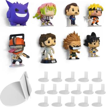 Imagem de Modern JP Prateleira de exibição adesiva para bonecos Funko Pop (pacote com 16) – Suporte de boneco de ação – Fácil instalação de adesivo – Branca