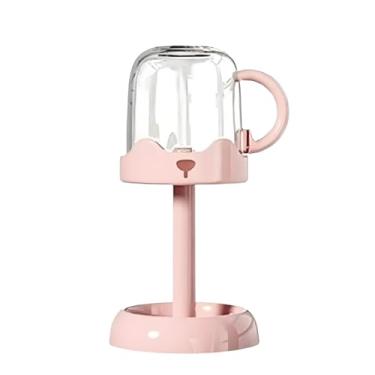 Imagem de ARFUKA Suporte de escova de dentes de 4 compartimentos com tampa de copo organizador de balcão de banheiro para pasta de dente e escovas de dentes elétricas rosa