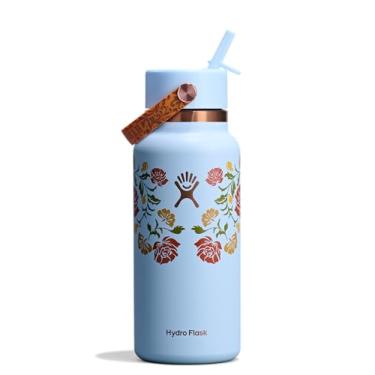 Imagem de Hydro Flask Garrafa de água - aço inoxidável isolado - tampa flexível com canudo de boca larga, não derrama, à prova de vazamento e recarregável em azul claro ocidental de 946 ml