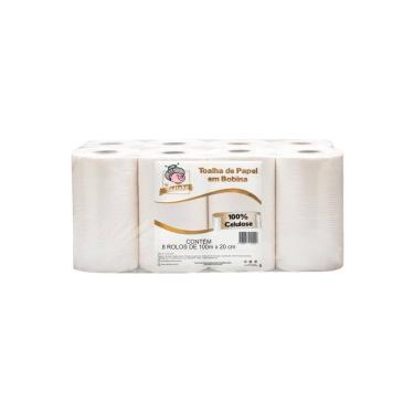 Imagem de Toalha Papel Rolo Bobina 100% Celulose 8X100X20 - Vo Tudinha