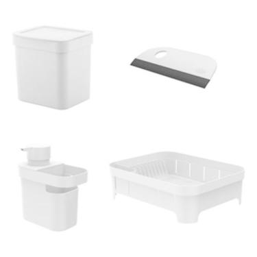 Imagem de Organizadores De Pia Lixeira Escorredor De Pratos Rodo Kit