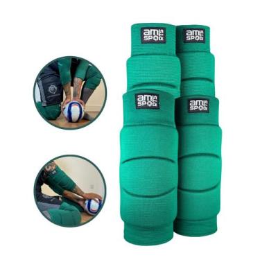 Imagem de Kit joelheira e cotoveleira premium adulto am sports, Verde musgo, P