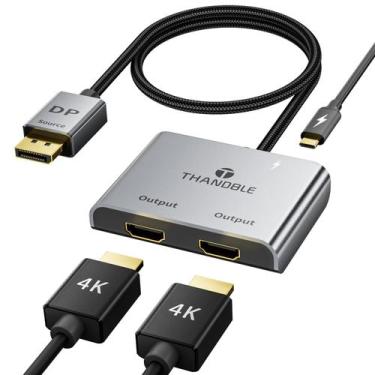 Imagem de Adaptador THANDBLE DisplayPort para HDMI duplo 4K @60Hz Splitter