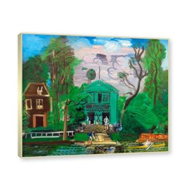 Imagem de NHLDZYH Moldura champanhe. Folhas impressionistas, (Rio Marne os Barqueiros) de Raoul Dufy, reprodução de quadros, quadros de pinturas famosas, imagem murais quartos. 40x48cm