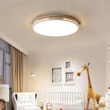 Imagem de Luminária de teto LED criativa para quarto infantil Luminária decorativa de madeira Luminária infantil regulável Luminária de teto moderna para quarto com controle remoto Luminária pendente