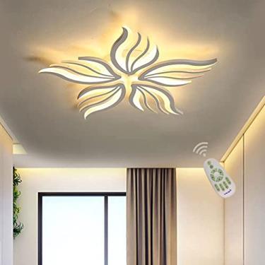 Imagem de Luminária de teto moderna com design de flores regulável e controle remoto para quarto e sala de estar Lustre de acrílico branco para sala de jantar e sala de estar Iluminação embutida de Ø7