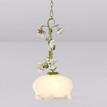 Imagem de Luminária pendente de vidro verde leitoso, decoração, luminária pendente de flor floral verde, ilha de cozinha, luminária grande de teto, lustre floral moderno para sala de jantar, quarto, h