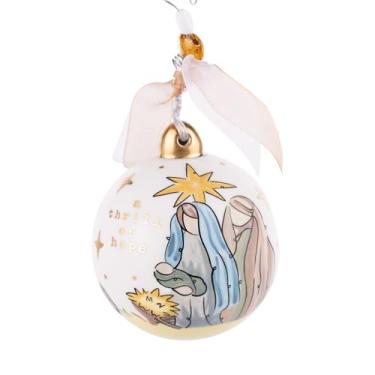 Imagem de Glory Haus Ornamentos de árvore de Natal com estrela dourada da emoção da esperança - enfeites de Natal de cerâmica pintados à mão para árvore, decorações de bola de presépio para casa, lâmpadas