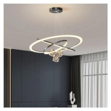 Imagem de Lustres de LED modernos compatíveis com sala de estar, sala de jantar, cozinha, luminárias pendentes de LED, quarto, luzes suspensas de anel redondo estrelado, decoração moderna