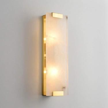 Imagem de Luminárias de parede, abajur de mármore, luminária de metal com arte em ferro, luminária geométrica de cabeceira para sala de estar, corredor, decoração de cabeceira, dourada