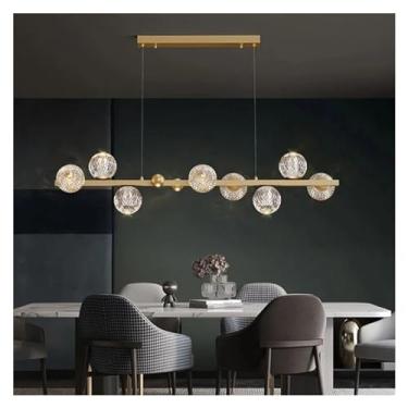 Imagem de Lustre de LED de estilo moderno e luxuoso em cobre compatível com sala de jantar, cozinha, bar, quarto, luminária pendente de design preto e dourado, luminárias de lustre