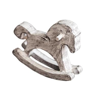 Imagem de FLCPJGV Mini Cavalo de Balanço de Madeira, Figura de Decoração, Enfeite de Mesa, Arte Vintage Esculpida à Mão, para Decoração Criativa de Mesa, Adequado para, Branco, Tamanho real