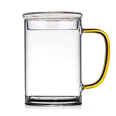 Imagem de URGDWEKJY Conjunto de 2 copos de vidro com alça (382 g) xícara de chá transparente de grande capacidade com tampa copo de cerveja copo de água copo de leite copo de água