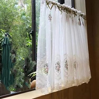 Imagem de QLDFX Cortina curta cortina de cozinha cortina Bistro café cortinas, bordado transparente cortina curta moderna, sala de estar cortina cozinha quarto casa de banho sala de jantar janela decoração 1