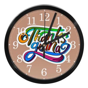 Imagem de LILINWAN Relógio de parede 24 cm sem tique-taque silencioso operado por bateria relógio de parede redondo moderno estilo simples decoração relógio para escritório/escola/quarto/sala de estar