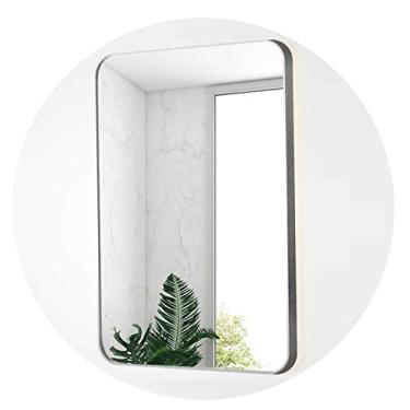 Imagem de Espelho de parede retangular, espelho de banheiro com moldura de liga de alumínio, espelho de vidro à prova de explosão de alta definição, espelho de maquiagem, espelho decorativo, suspensão vertical