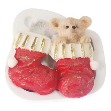 Imagem de Molde De Silicone Bota de Natal Ursinho Biscuit Confeitaria Resina Dec
