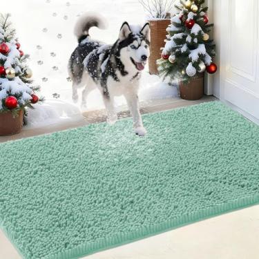 Imagem de IM HOME Capacho absorvente de chenille para ambientes externos 152,4 cm x 91,4 cm, tapetes laváveis e lamacentos para cães, capacho interno antiderrapante, tapete de cachorro para patas enlameadas