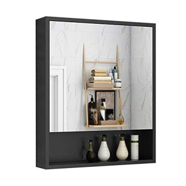 Imagem de Armário de espelho de banheiro montado na parede armário de banheiro armário de banheiro com função de armazenamento espelho semi-selado