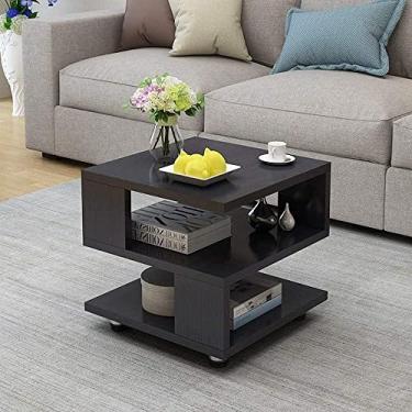 Imagem de Mesa lateral rack de armazenamento de 3 níveis mesa de centro sala de estar sofá mesa de canto de madeira com rodas (cor: D tamanho: 606055 cm) (A 50 * 50 * 55 cm) (B 50 * 50 * 55 cm)