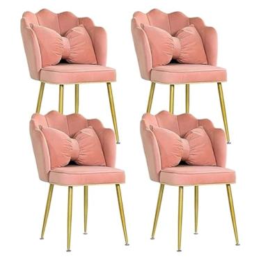 Imagem de ZYHSIJOBAS Conjunto de cadeiras de jantar modernas para cozinha e sala de jantar, conjunto de 4 cadeiras de jantar de veludo com travesseiro, balcão de cozinha, espreguiçadeira, sala de estar, canto