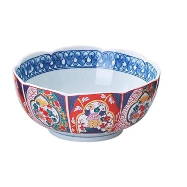 Imagem de WYUYIWH Tigela de cerâmica tigela de ramen doméstica salada de frutas utensílios de mesa macarrão instantâneo sopa tigela de arroz recipiente de comida de cozinha talheres (cor: D)