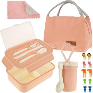 Imagem de CZZONG Caixa de refeição com compartimentos à prova de vazamento, caixa de refeição portátil, recipiente para lava-louças, freezer, recipiente de refeição seguro para micro-ondas, com saco térmico