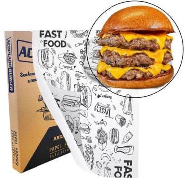 Imagem de Papel Acoplado Lanches E Hamburguer Delivery 30x38 350 Unidades - Kaia