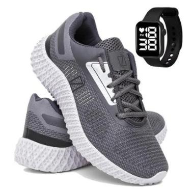 Imagem de Tênis Masculino de Corrida e Academia Super Leve e Confortável e Relógio-Masculino