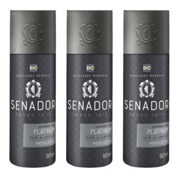 Imagem de Kit 3 Desodorante Spray Senador Platinum 90ml