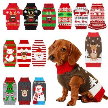 Imagem de AXIIJGL Suéter de cachorro feio vintage malha natal halloween suéteres natal rena férias festivas cão roupas para cães pequenos médios grandes (2GG, rena marrom)