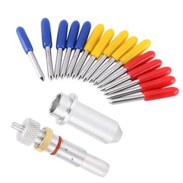 Imagem de Cryfokt Conjunto de Lâminas de Corte de Vinil Feito de Material de Carboneto de Tungstênio Com Suporte para Corte de Vinil Padrão, Ferramenta de de Plotter de , 15 Lâminas para Mídia Adesiva Colorida, Opções de 30, 45, 60 Graus