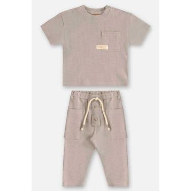 Imagem de Conjunto Camiseta e Calça para Bebê Up Baby, Bege, M