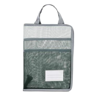 Imagem de Valtiner Bolsa de malha com zíper A4 com alça, 35,5 x 25,4 cm multicamadas transparentes papelaria documentos organizador de armazenamento de nylon, pasta de arquivos leve para material de escritório