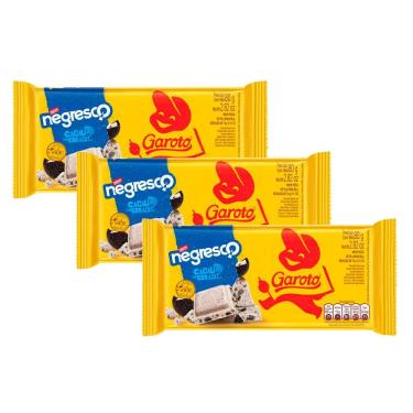 Imagem de Kit 3 Chocolate Garoto Branco com Biscoito Negresco 80g