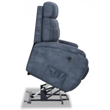 Imagem de Poltrona do Papai Reclinável Elétrica Bivolt Lift com Sistema de Elevação e Massagem em Tecido Suede - Modelo Florença Damie (Azul Dennin)