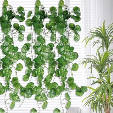 Imagem de Guirlanda de hera artificial, trepadeiras falsas, cenário de vegetação sintética para decoração de parede de festa de casamento, jardim, casa, folhas de begônia