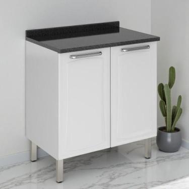 Imagem de Balcão Cozinha em Aço 2 Portas 80cm com Tampo Com Dobradiças Slow Moti