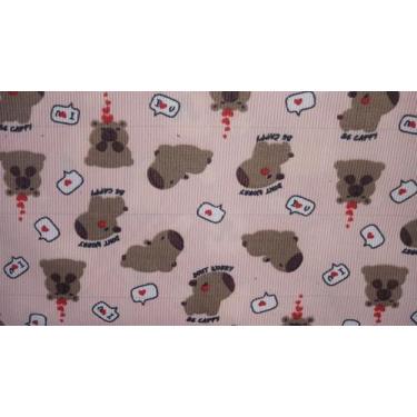 Imagem de Retalho Malha Canelada Estampa Capivara Capivarinha 1x1,40mt - 3D TECI