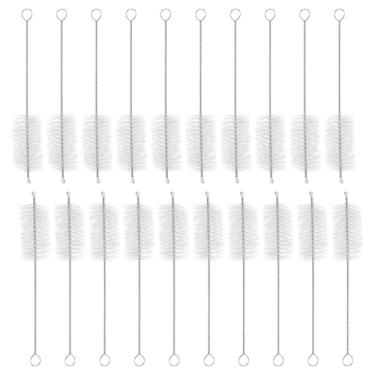 Imagem de HARFINGTON Conjunto de escovas de limpeza de palha, aço inoxidável 304 de comprimento de 15 cm e cerdas de nylon para garrafa de água, tubos de copo com canudo de silicone, branco (25 mm OD, conjunto